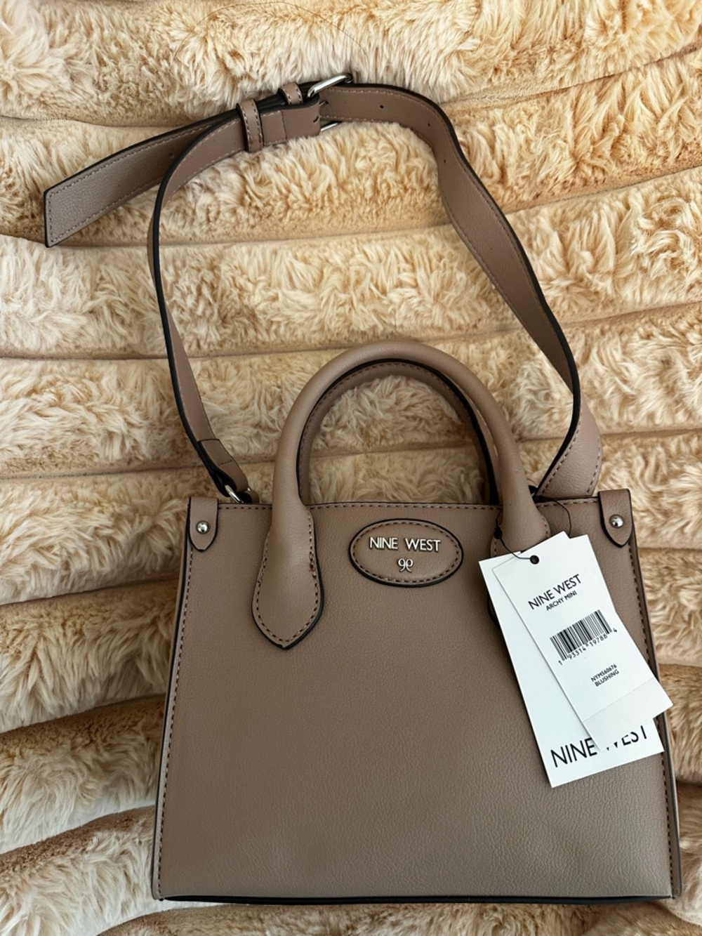 Nine West Archy Mini Satchel – Blush/Nude Crossbody Handbag NWT